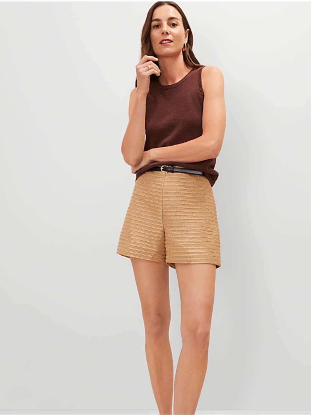 New Ann Taylor Gold Tweed Shorts Size 14